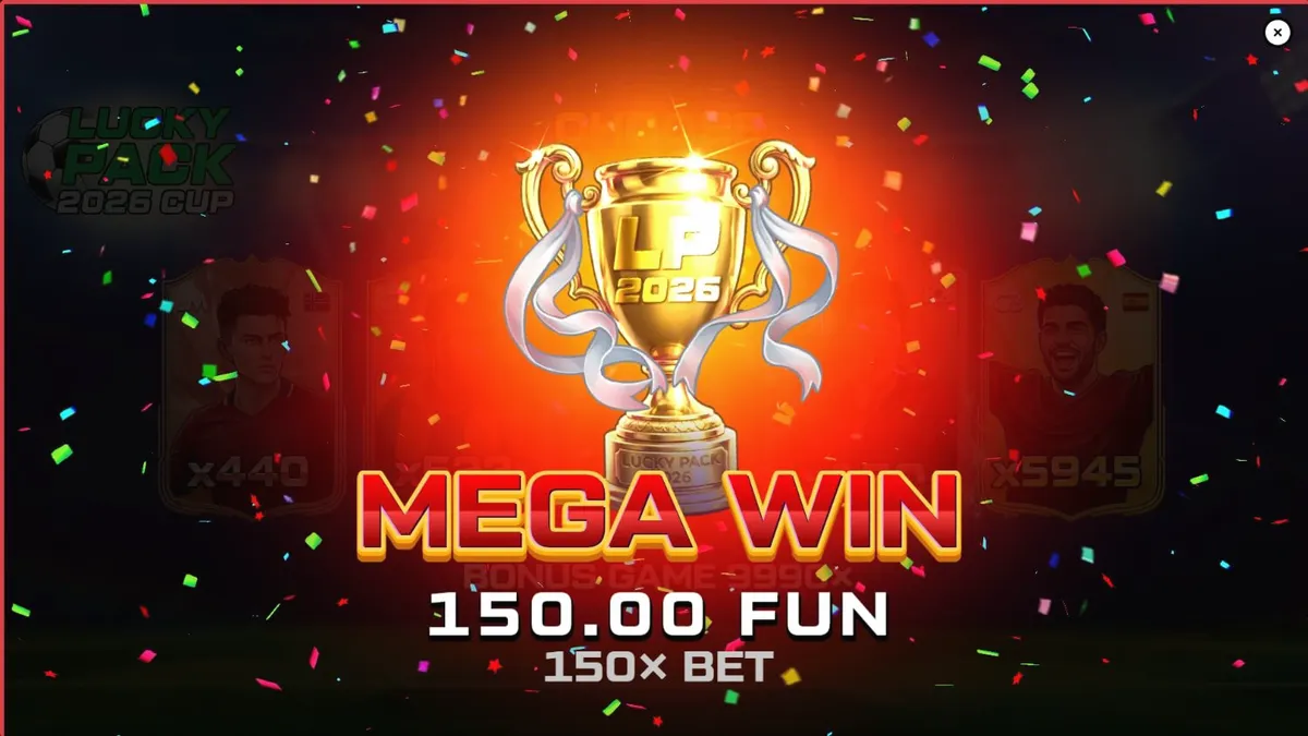 Estádio de futebol iluminado com elementos do slot Lucky Pack 2026 Cup